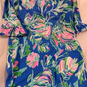 Lilly Pulitzer Blue Dress with Pink and Green Floral